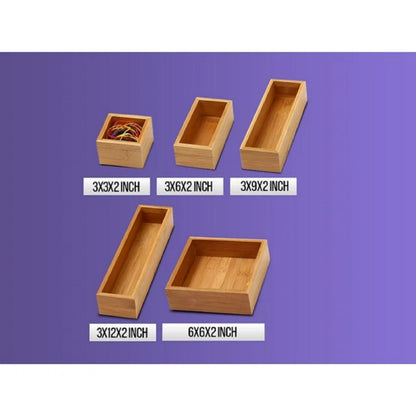 YBM HOME Bamboo Drawer Organizer Storage Box for Kitchen Drawer, Junk Drawer, Office, Bedroom, Children Room, Craft, Sewing, and Bathroom, 6x15x2 inch