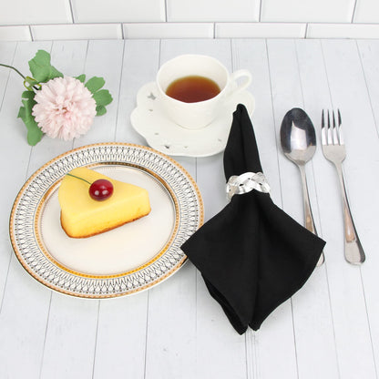 INFEI Solid Color Linen Blended Thin Dinner Cloth Napkins - Set of 12 (40 x 40 cm) - for Halloween Events & Home Use (Black)
