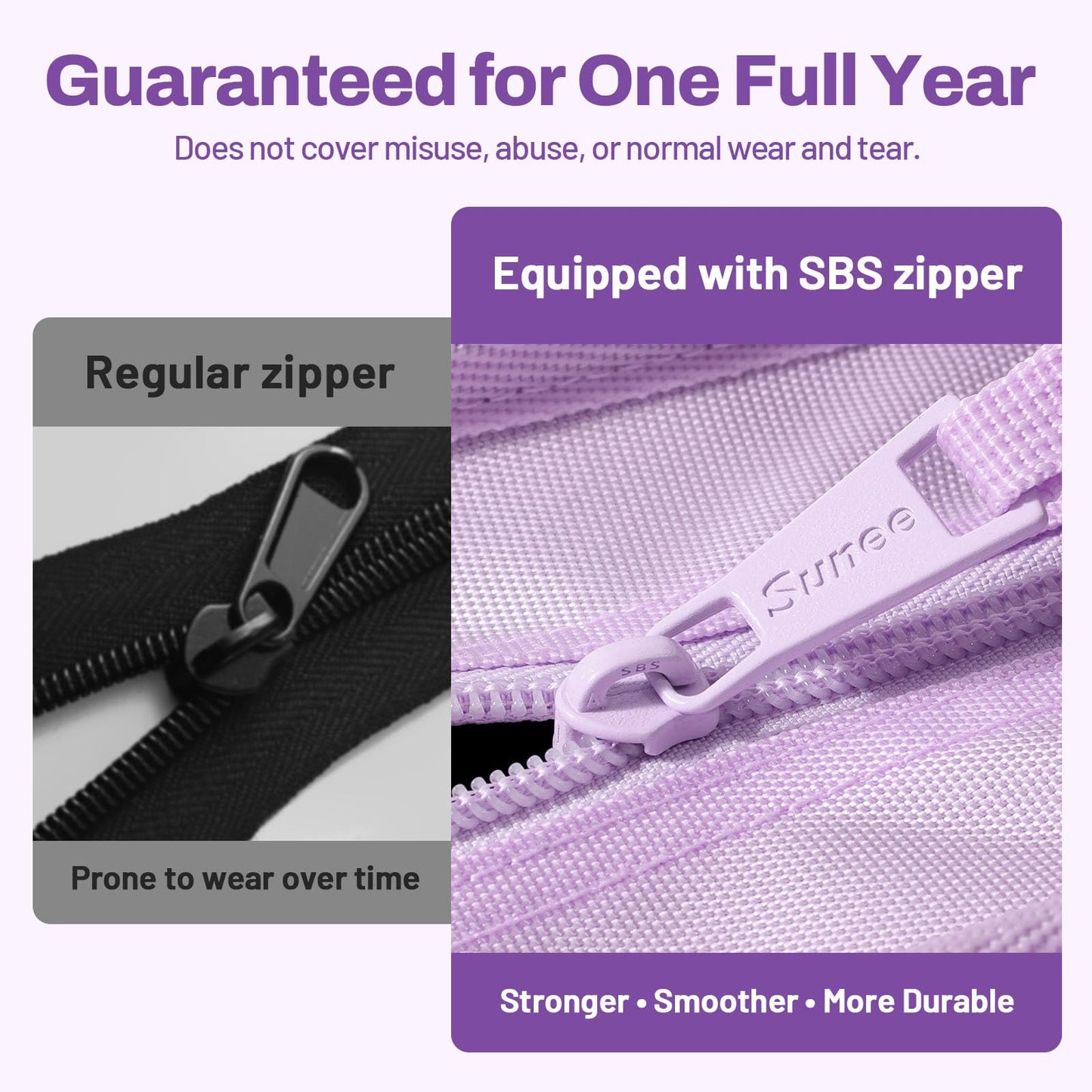 SUNEE Zipper Binder 1 Inch, Removable 3-ring binder, 175-Sheet Capacity, 5-Tab Dividers Expanding File Folder, Small Binder Bag Organizer Storage for Student School Classroom Supplies, Lavender Purple