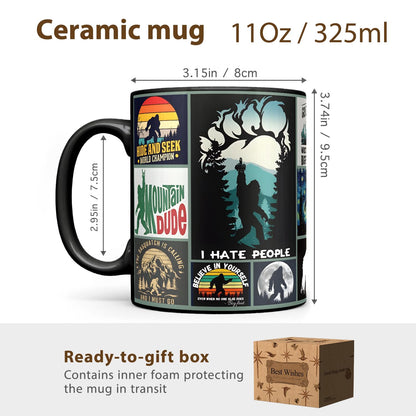Bogatstvo Sasquatch Bigfoot Coffee Mug for Men Dad Uncle Papa Brothers, Funny Cryptid Lover Coffee Mug Paranormal Gifts for Camping Hiking Lovers, Birthday Housewarming Gifts