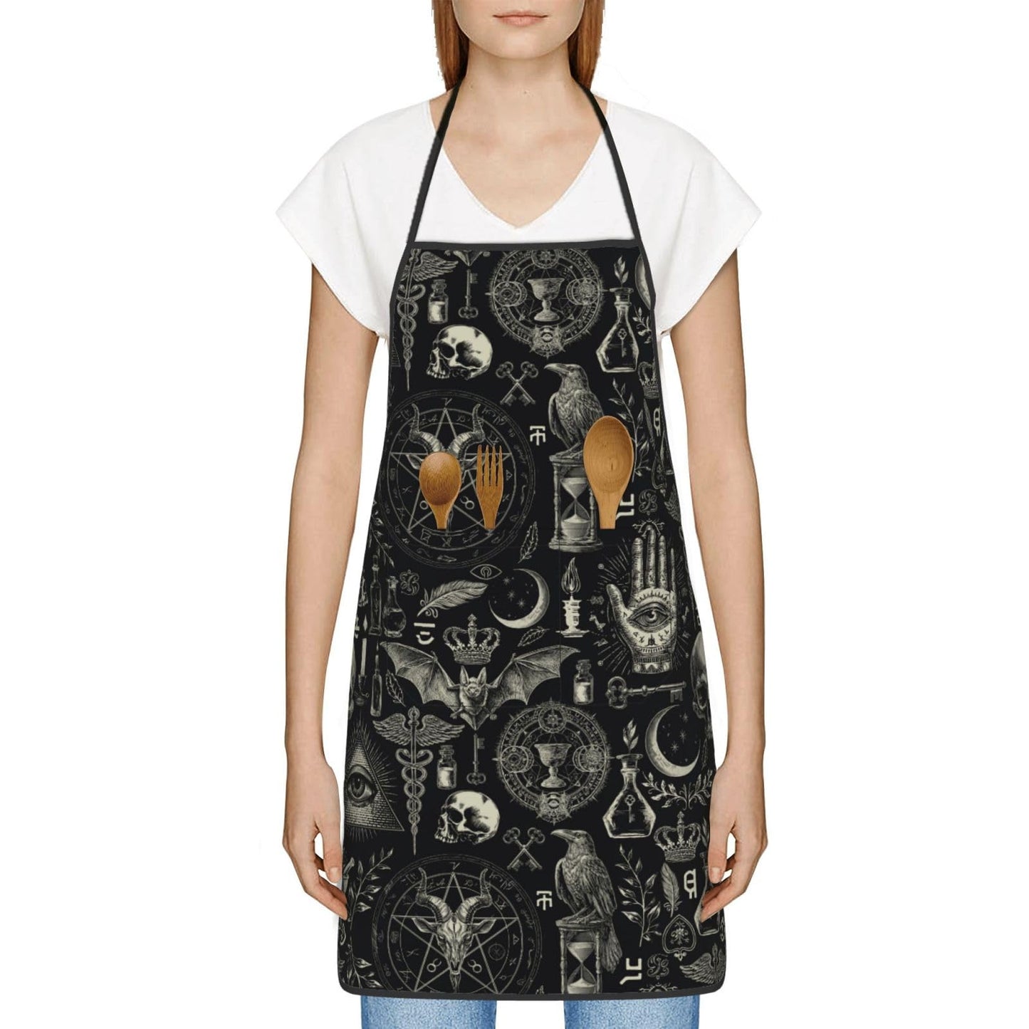 Worltoldb Gothic Apron for Women Men with Pockets Waterproof Kitchen Chef Apron for Cooking,BBQ Baking,Gardening,Crafting