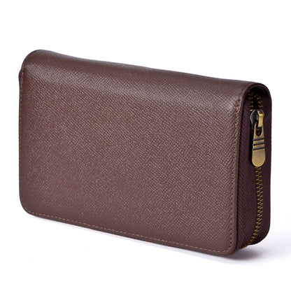 Asvine Fountain Pen Case Genuine Leather Pen Case 10 Divided Slots Coffee, Rollerball Pen Holder Handmade Display Organizer Zippered Pouch
