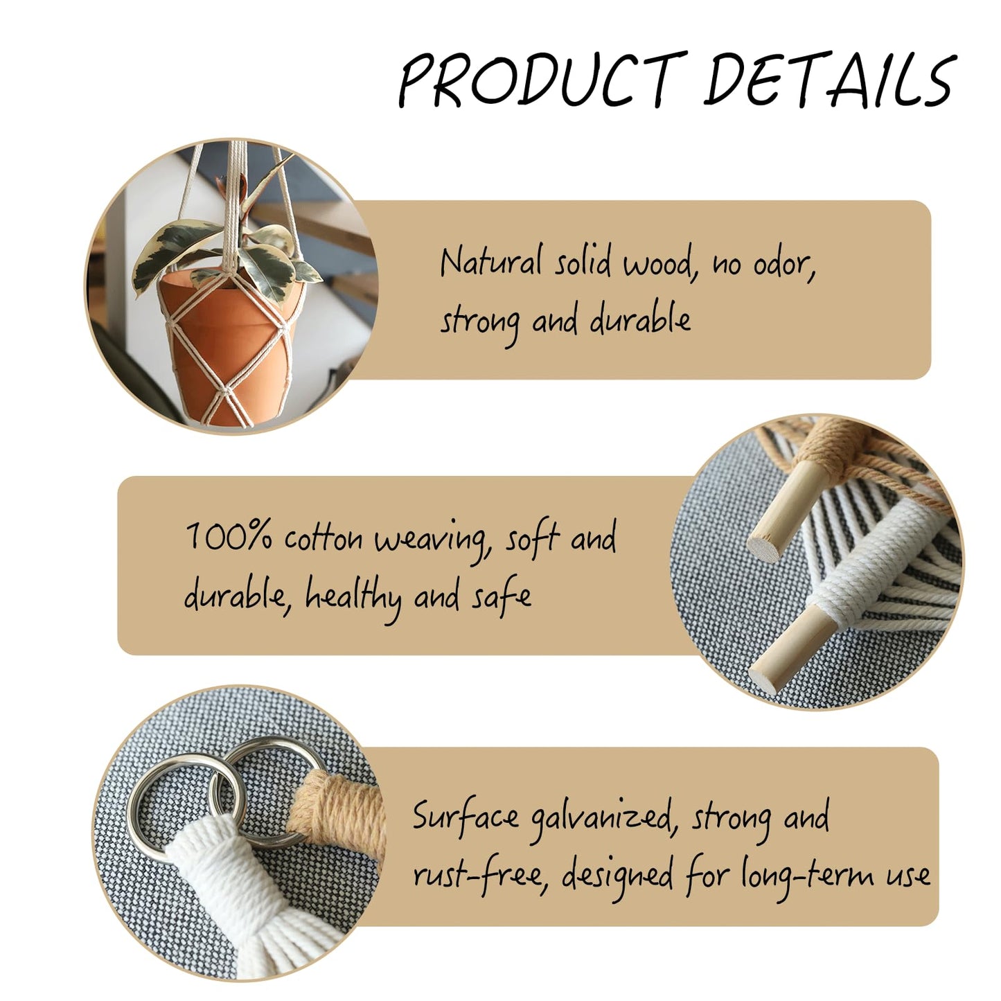 XINBOR 4 Pack Macrame Plant Hangers Indoor Up to 10 inch Pot, Boho Hanging Planters, Plant Holder with 8Pcs Stainless Steel Hooks