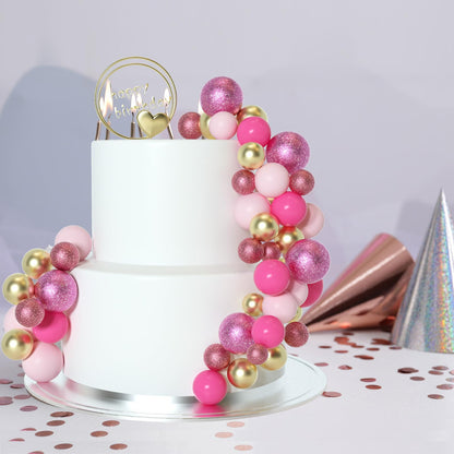 100 Pcs Green and Pink Ball Cake Topper Decorations for Witch Theme Party Birthday Party Cake Decorations