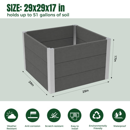 solaroxy Modern Metal Planter Box 27" L x 27" W x 17" H, Large Square Planter Box with Drainage Bottom, Morden Design Outdoor & Indoor Flower Planter for Balcony, Patio, Yard