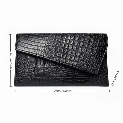 IAMUHI Women Vintage Faux Leather Crocodile Clutch Bag Alligator Envelope Evening Purse Crossbody Bag Purse Wallet,Black