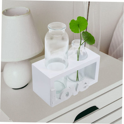 VANZACK Glass Pothos Vase Wooden Stand Hydroponic Desktop Terrarium for Air Plants Decorative Plant Holder
