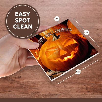 3dRose LLC Happy Halloween Ceramic Tile Coaster, Set of 8