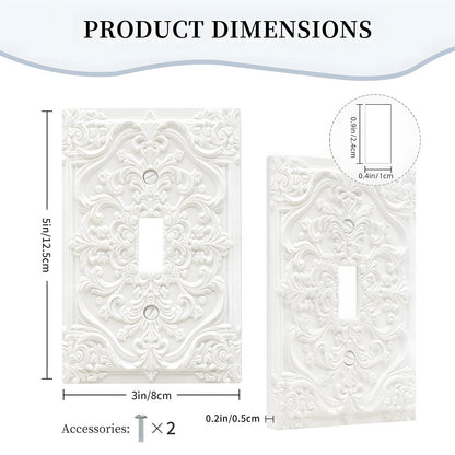 Wpshijia Decorative Light Switch Plate Covers Chalk White 3D Floral Embossed 1 Gang Light Switch Cover Plate Single Toggle Wall Plate Outlet Covers Faceplate for Bedroom Home Decor
