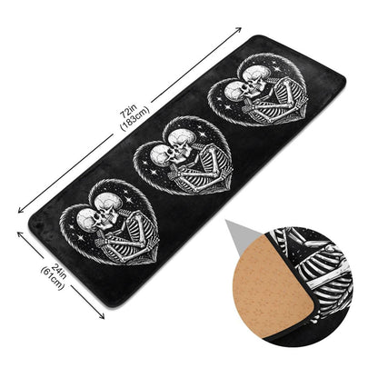 ALAZA Skull Skeleton Love Heart Black Runner Area Rug Non Slip Floor Mat for Hallway Entryway Living Room Bedroom Dorm Home Decor 72x24 inches