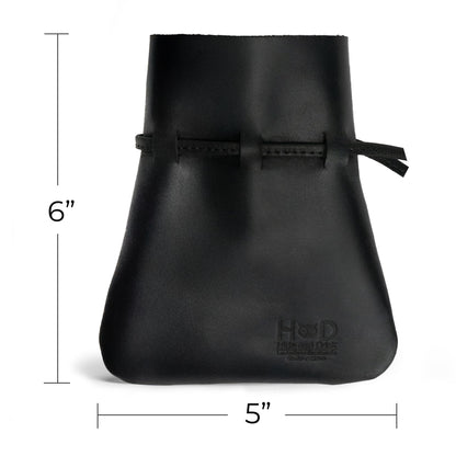 Hide & Drink, Medieval Drawstring Coin Pouch, Vintage Bag, Cosplay, Full Grain Leather, Handmade (Charcoal Black, M)