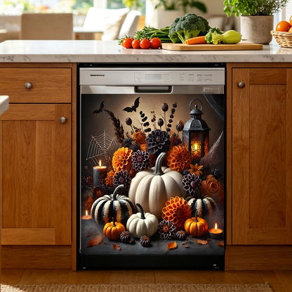 Dishwasher Magnet Cover Pumpkin, Halloween Magnetic Decorative Dishwasher Front Panel Cover, Refrigerator Magnet Cover Decal Sticker for Kitchen Home Decor 23x26 Inch