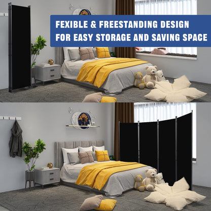 Room Divider 6FT Portable Room Dividers and Folding Privacy Screens, Fabric Divider for Room Separation, Partition Room Dividers Freestanding Wall Divider Screen Studio (Black, 4 Panel-88'')