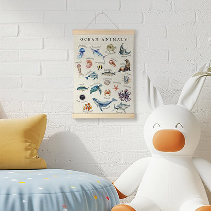 Nrleey Ocean Alphabet Wall Art - Alphabet Poster Hanger Frame, Ocean Nursery Decor, 12x16 Inches