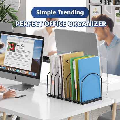 Simple Trending 9 Section Metal File Sorter Organizer for Desk Home Office, Black