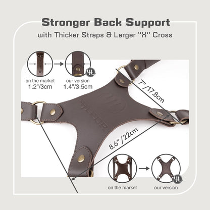 4J LEDR Camera Harness for 2 Cameras,Dual Shoulder Leather Camera Strap for DSLR/SLR,Full Grain Leather Harness,Multi Double Camera Gear Strap,Double Camera Harness for Photographers,Brown