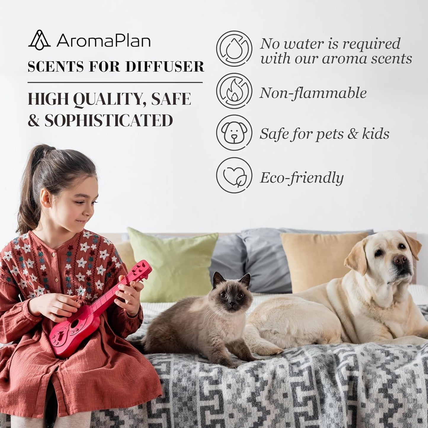 AromaPlan Hotel Scents Santal 5 Fl Oz (148ml), Home Luxury Aroma & Hotel Fragrance Diffuser Oil- Hotel Diffuser Oil for Aromatherapy- USA Made, Bigger Bottle, Bolder Aroma & Longer Lasting