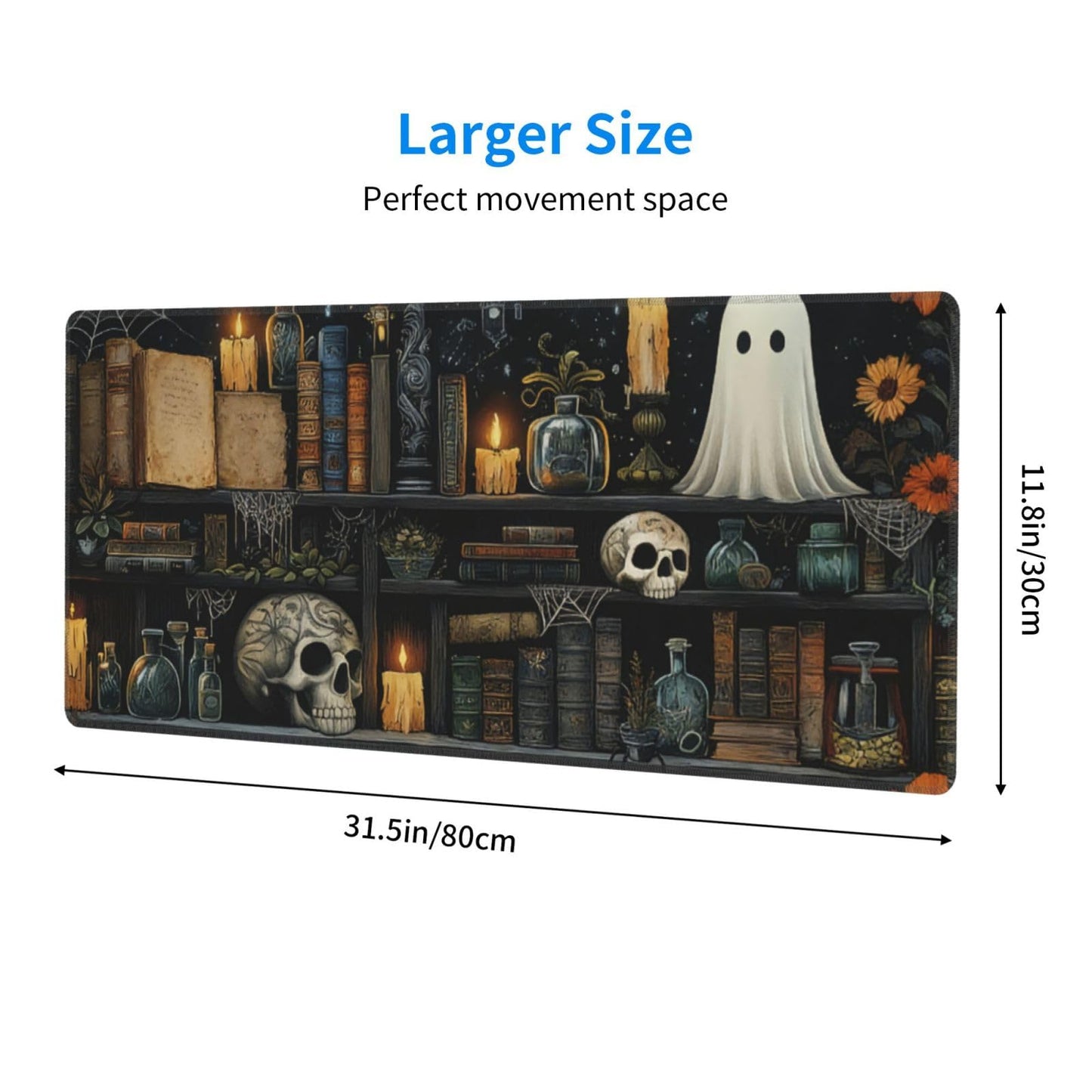 Gothic Library Mouse Pad Large Gaming Mousepad, Long Big XL Waterproof Desk Mats Full Desk Keyboard Mat Computer Pad Desk Matt with Stitched Edges Non-Slip Desktop Mat, (31.5 * 11.8 in)