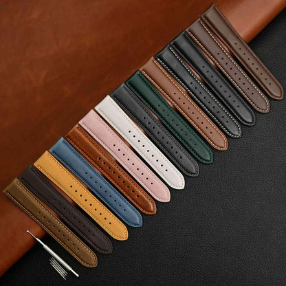 WOCCI 18mm Vintage Leather Watch Band for Men and Women, Silver Buckle (Dark Brown)