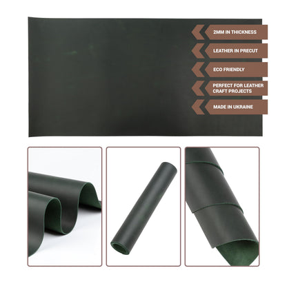 Shkira 12''X24'' Genuine Light Green Leather Sheets for Crafts - Square - 2.0MM Thick Genuine - Thick Cowhide Pieces Square - Leather Sheet for Arts and Crafts