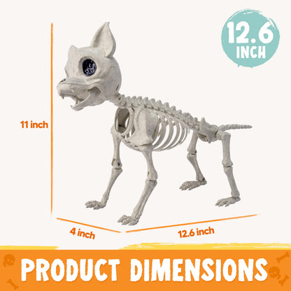 JOYIN Plastic Chihuahua Dog Skeleton Halloween Decorations 12.6 inches Plastic Puppy Bones Skeleton with Posable Joints for Halloween Indoor Outdoor, Graveyard Party Decor