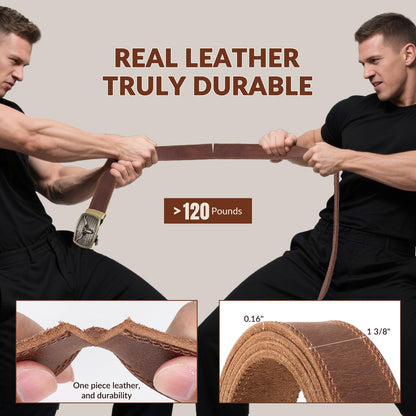 OZNDAS Ratchet Belt Strap, Full Grain Leather Belt Straps for Men without Buckle 1 3/8"- Replacement Strap Only