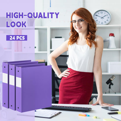 Henoyso 24 Pcs Purple 1.5" 3 Ring Plastic Binder Bulk, 1 1/2 Inch Soft Flexible Binders Round Rings, Fits Letter Size 8.5'' x 11'' Paper, Holds 350 Sheets, for School Office (1.5 Inch)