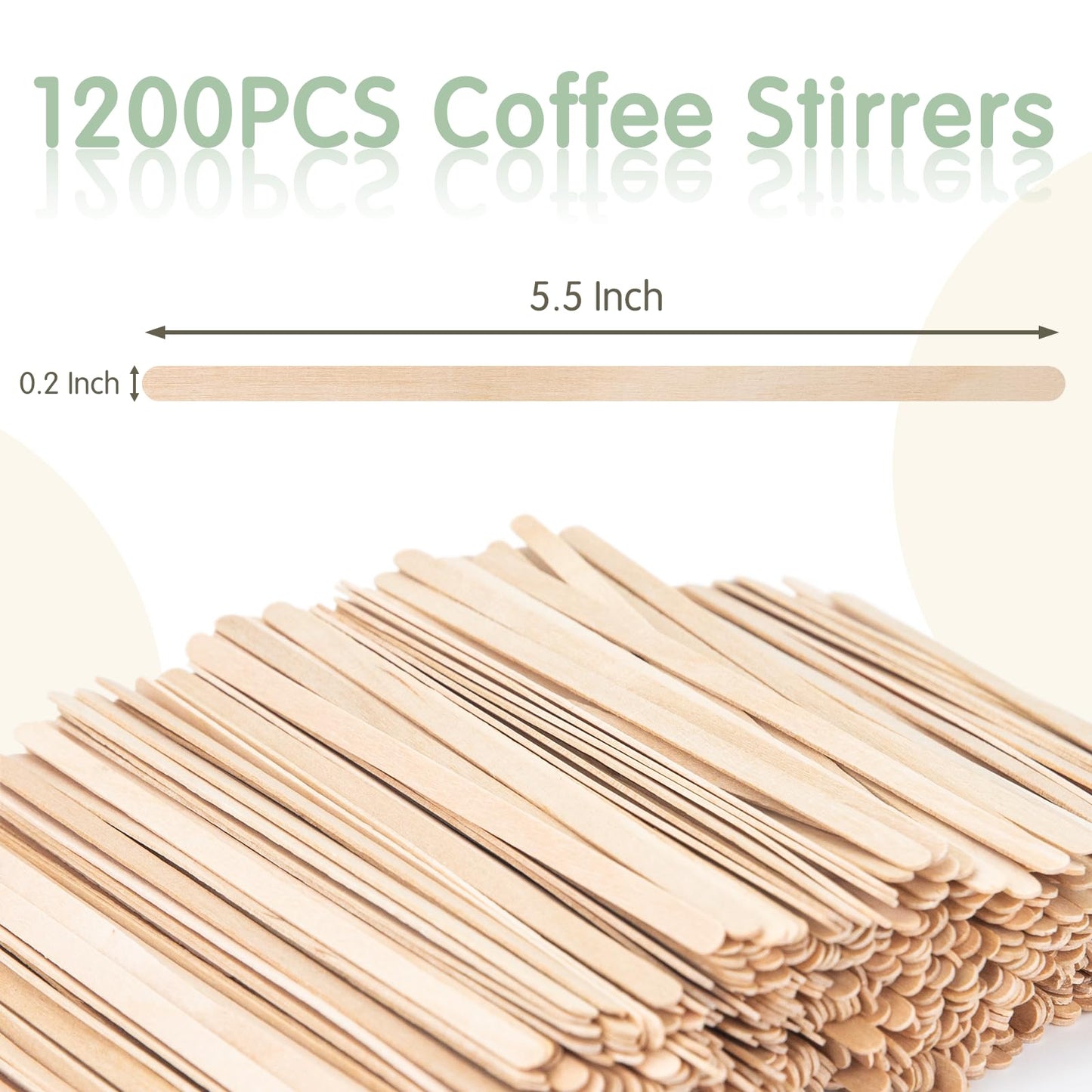 WISYOK 1200 PCS Coffee Stirrers, 5.5 Inch Premium Birch Wooden Sticks, Splinter-Free Smooth Round Ends, Disposable Stir Sticks for Coffee, Cocktails, Office, Home, Coffee Bars