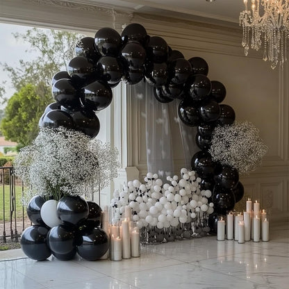 Black Balloons, 98PCS Double Stuffed Balloon Garland Arch Kit, 18/12/10/5 Inch Different Sizes for Birthday Anniversary Holiday New Year Halloween Ridder Party Decorations