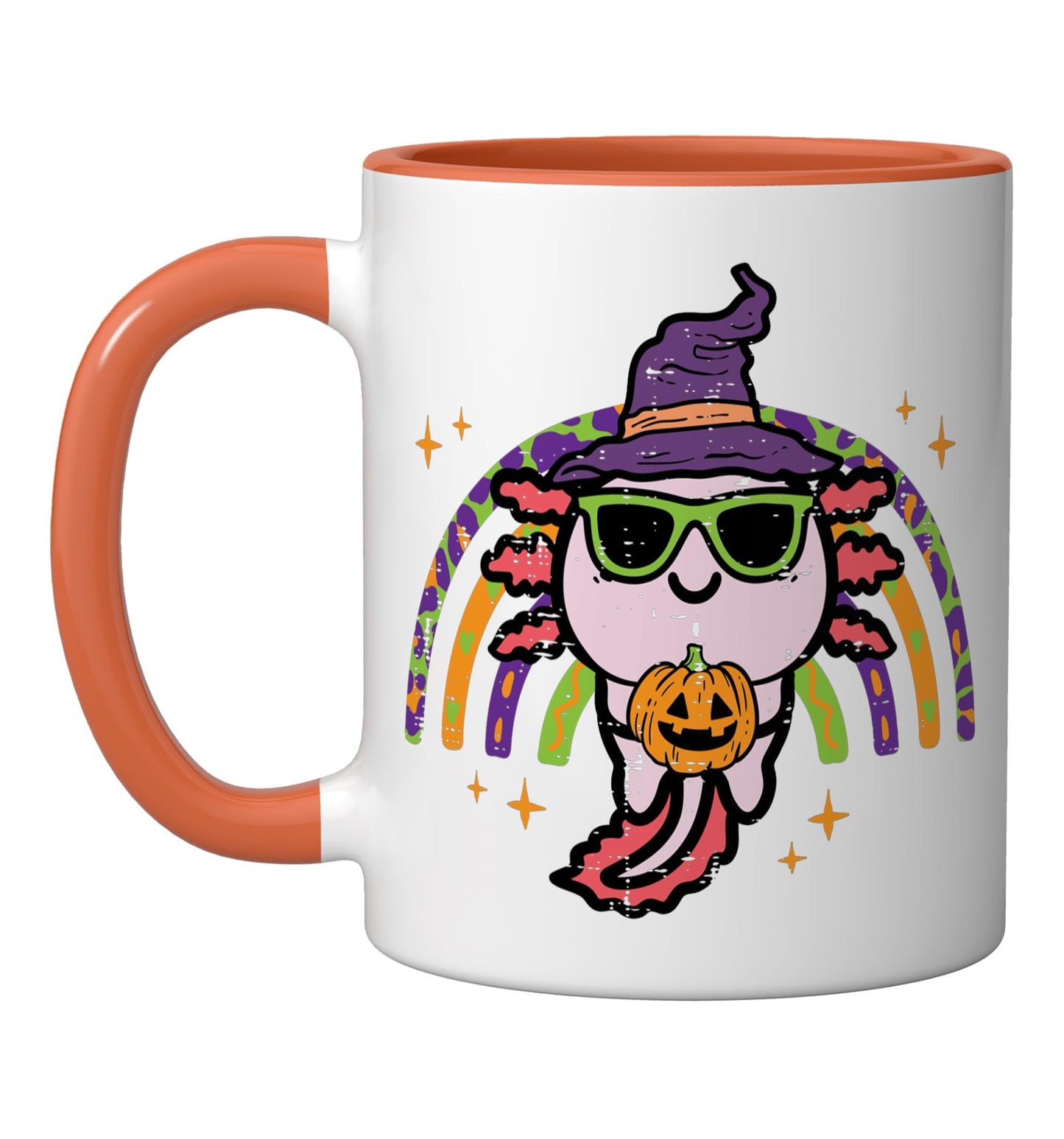 Halloween Axolotl Rainbow Costume Boys Girls Kids Toddler Ceramic Mug, Orange/White