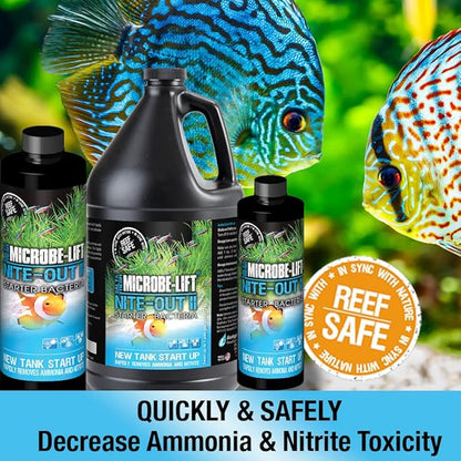 MICROBE-LIFT Nite-Out II Aquarium Bacteria for Start-up, Instantly Cycle Aquariums, Add Fish on Day 1, Rapid Ammonia and Nitrite Reducer for Freshwater & Saltwater Fish Tank, 1 Gallon (NITEHG1)