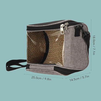 FLEXMAN Bird Carrier Bag, Portable Small Bird Travel Cage, Transparent Lightweight Breathable, Two Way Zipper Parrot Travel Cage with Side Pockets for Parrots, Birds, Hamsters, Small Lizards (Grey)