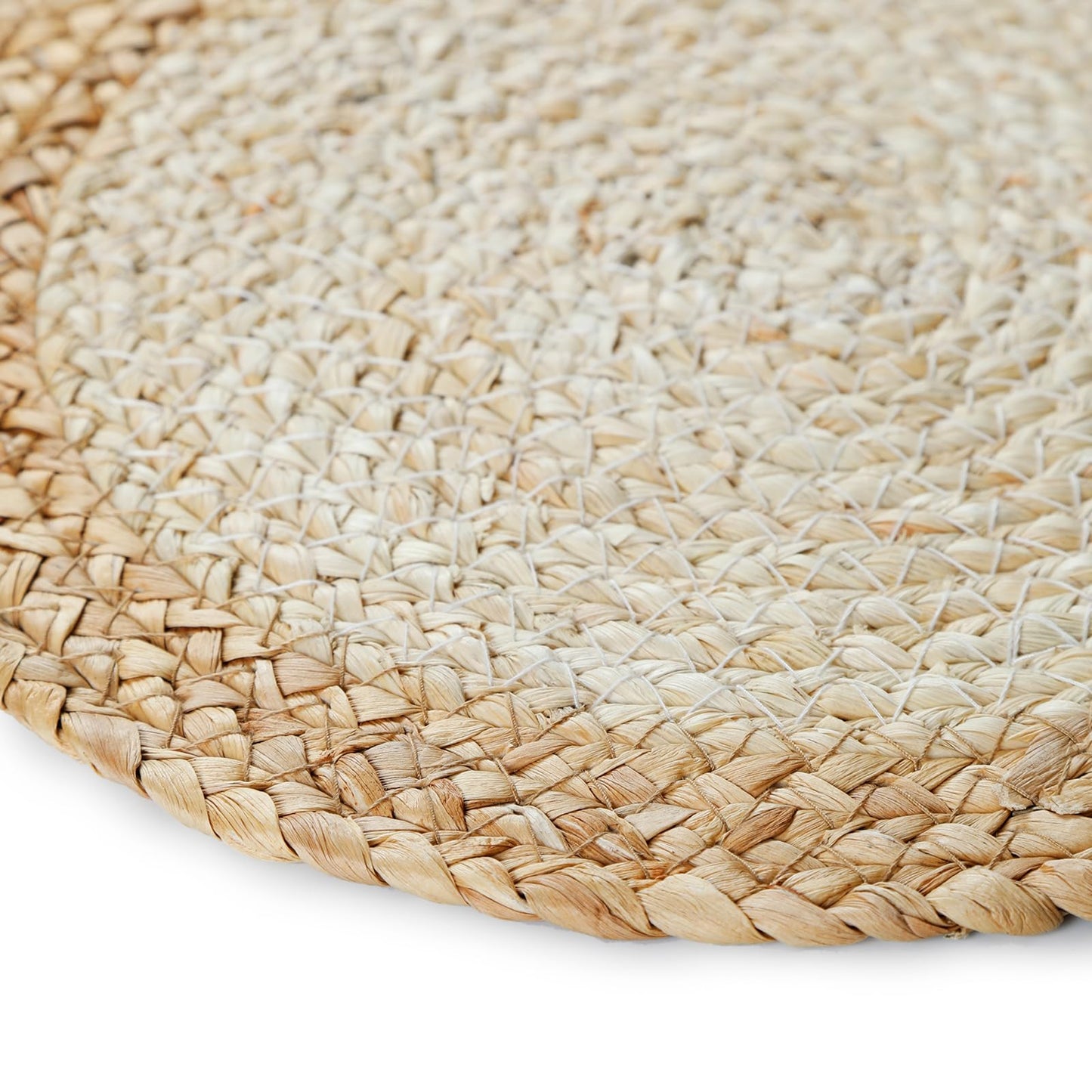 YANGQIHOME Boho Placemats Set of 4, Farmhouse Rustic Woven Placemats for Dining Table Decor, Handmade Braided Place Mats in Natural Cotton Jute and Water Straw for Kitchen Table