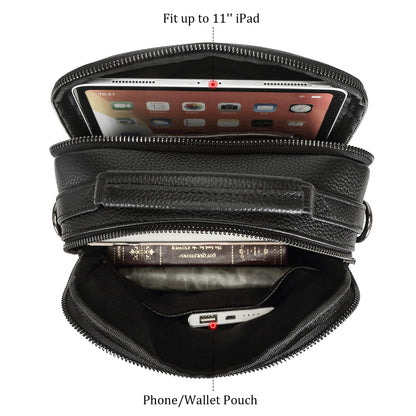 Polare Italian Cowhide Leather Messenger Bag Waterproof Chest Shoulder Crossbody Bag Casual Sling Business Handbag for Men
