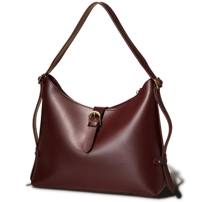 SUNLIGHT LEAVES Vintage Vegan Leather Tote Bag For Women (Red)