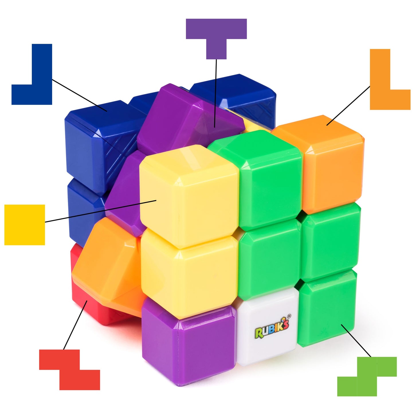 Rubik’s Cube, Tetris Cube, Solve for Classic Tetris Tetriminos, Brain Teaser Puzzle for Adults, Problem-Solving Brain Teaser, Color-Matching Puzzle, Fidget Toy, for Ages 8 & Up