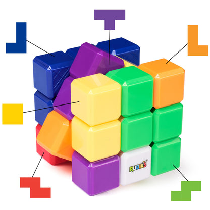 Rubik’s Cube, Tetris Cube, Solve for Classic Tetris Tetriminos, Brain Teaser Puzzle for Adults, Problem-Solving Brain Teaser, Color-Matching Puzzle, Fidget Toy, for Ages 8 & Up