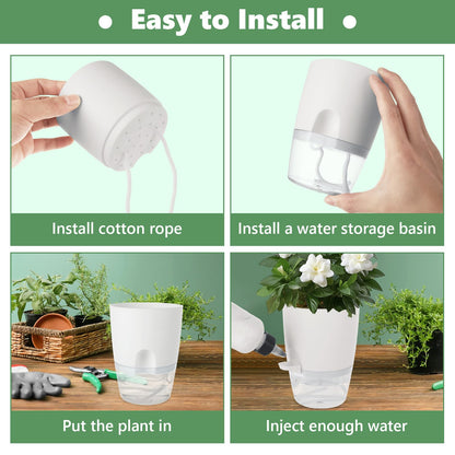 JMIATRY 15PCS Self Watering Pots 4 Inch Self Watering Planters for Indoor Plants Plastic 4 Inch Self Waterings Pots for Indoor Plant Small Self Waterings Pot with Transparent Water Reservoir, White