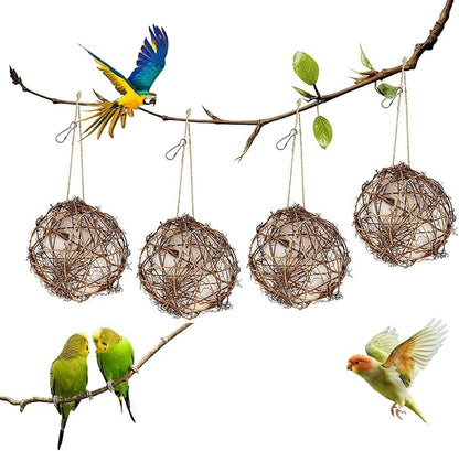 4Pcs Globe Hummingbird Nesters Material Holder, Full of Bird Nesting Materials, Design for Bird Lovers, Idea Bird Gifts in Outdoor Indoor Patio Garden