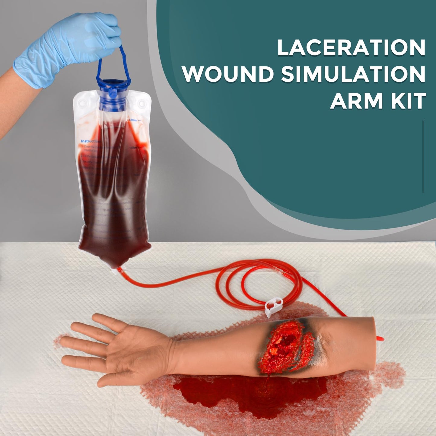 Laceration Wound Simulation Arm Kit - Medical Training Model with Fracture & Wound Packing for Nursing Students - Hemostasis Control & Immobilization Trainer for First Aid, EMT, Surgery Education