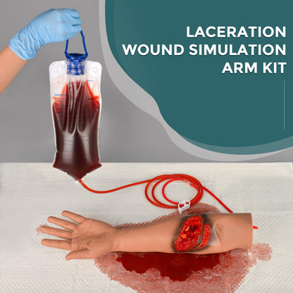 Laceration Wound Simulation Arm Kit - Medical Training Model with Fracture & Wound Packing for Nursing Students - Hemostasis Control & Immobilization Trainer for First Aid, EMT, Surgery Education