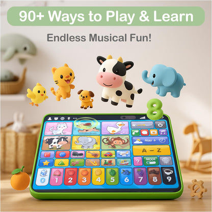 Learning Tablet for Toddlers 1-3 Trilingual Learning Toys with Sounds & Speech Therapy, Montessori Educational Toys for 1 Year Old Boy Girl, Baby Musical Toys 12-18 Months Toddler Toys Age 1-2-3 Gifts
