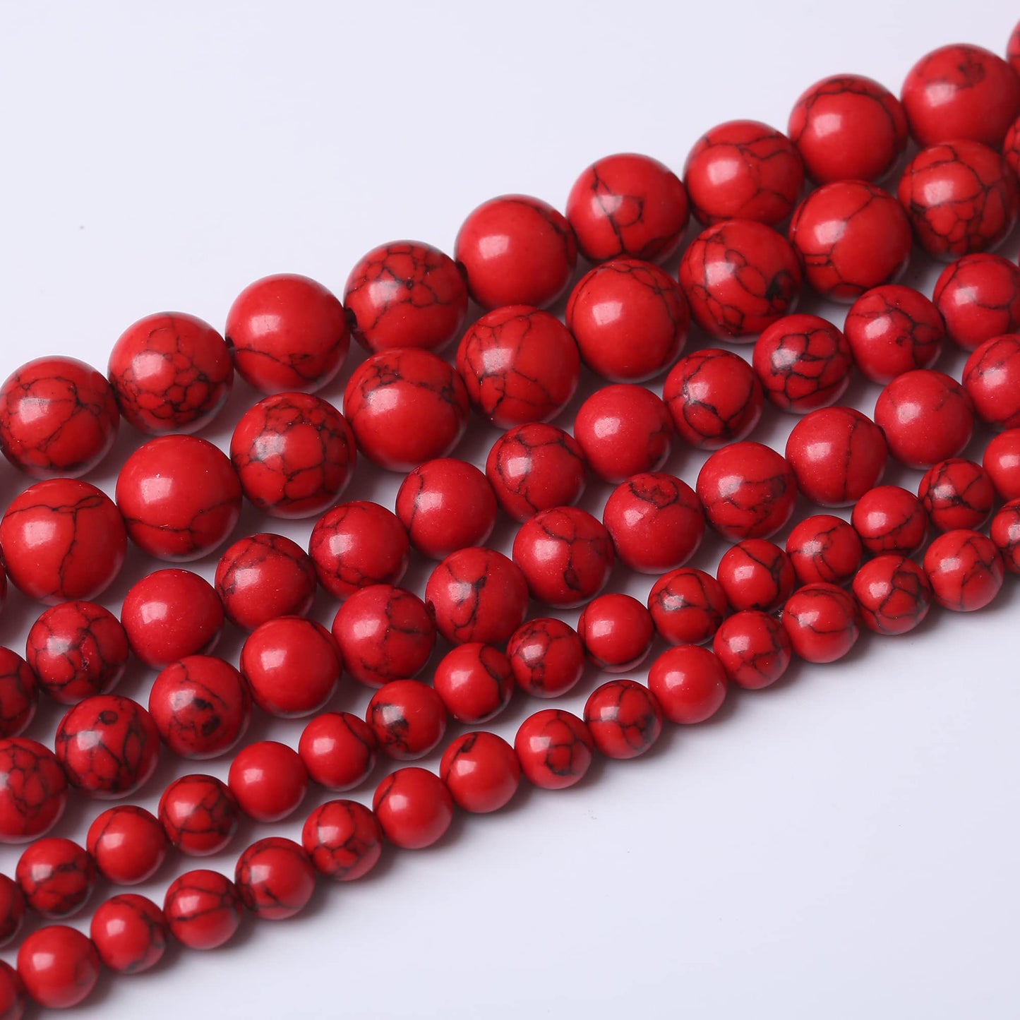 8MM Red Turquoise Round Loose Beads Natural Gem Beads Crystal Energy Stone Beads for Jewelry Making DIY Bracelet Necklace