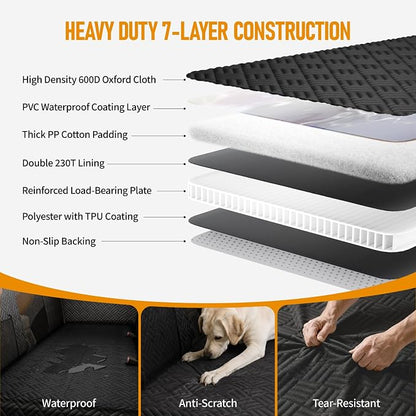 PROZAR Dog Car Seat Cover for Back Seat, Hard Bottom Back Seat Extender, Back Seat Pet Cover for Dogs - Supports 400lbs, Back Seat Pet Cover, Dog Hammock for Full-Size Trucks/SUVs