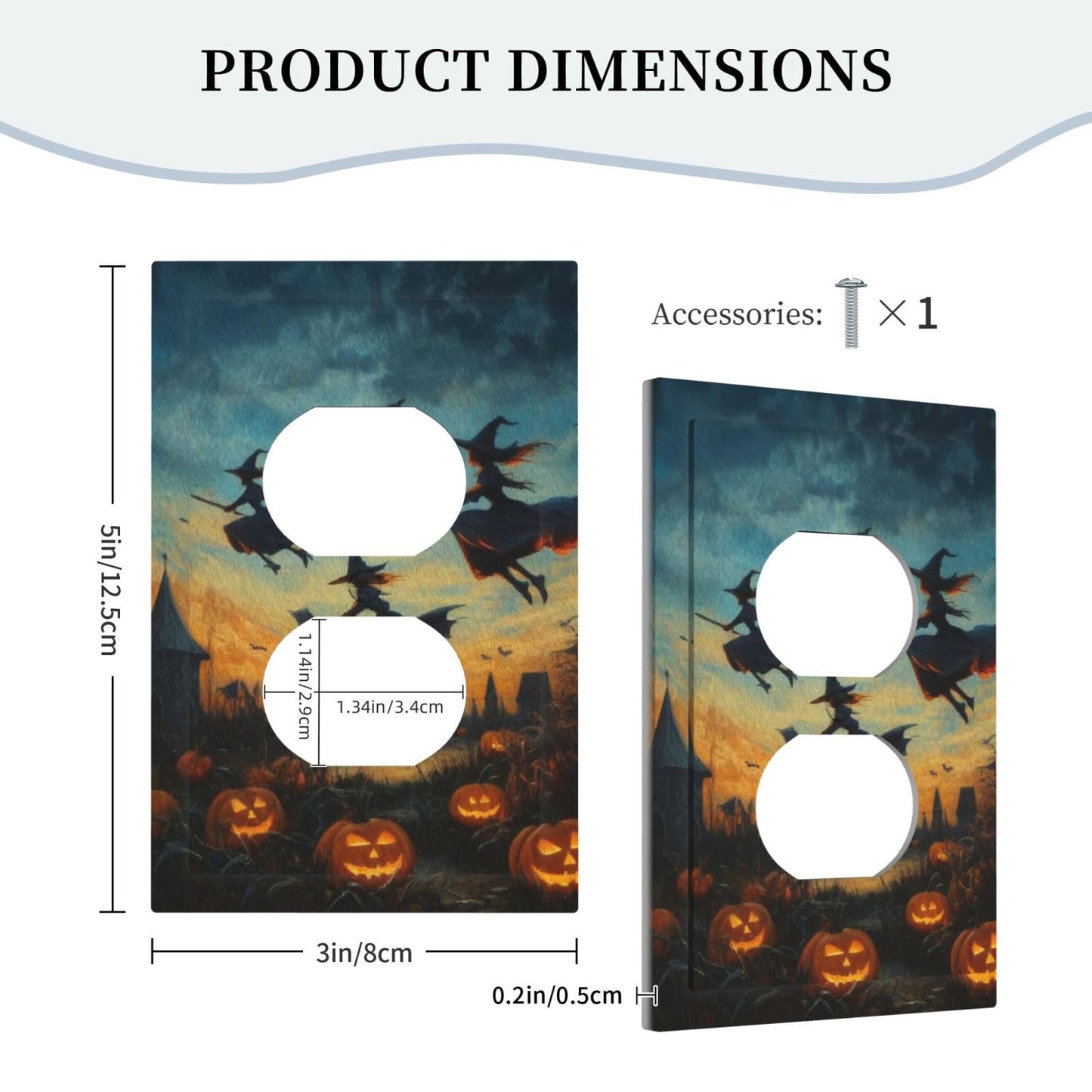Decorative Art Light Switch Covers Halloween Sky 1 Gang Single Duplex Outlet Wall Plate Switchplate Electrical Faceplate for Home Decor