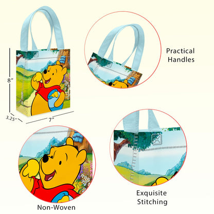 Winnie the Pooh Party Favor Bags Set – 24 Pack 8" Disney Goodie Bags for Kids Bulk Reusable Mini Totes | Disney Winnie the Pooh Birthday Party Supplies