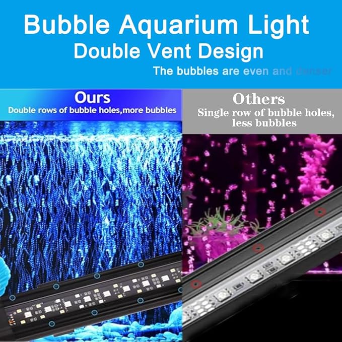 Submersible Aquarium Light for Fish Tank,24/7 Mode Full Spectrum LED Fish Tank Light with Air Bubble Hole RGB Color Changing Brightness Timer Adjustable,7.8inch 8W Fish Light