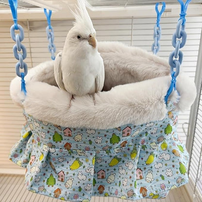 2 in 1 Warm Bird Carrier Bag, Bird Hammock Bed for Cage, Winter Travel Bag, Portable Parrot Outing Bag for Lovebird, Budgie, Conure, Quaker, Small Medium Birds (Purple,Small)