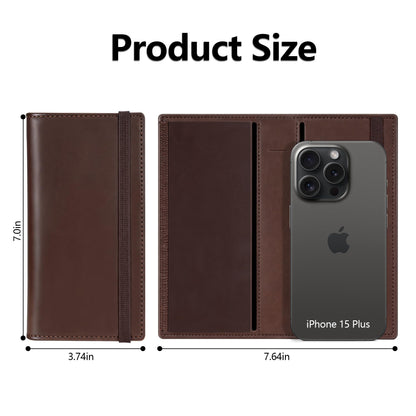 Espera Genuine Leather Checkbook Cover for Men and Women, Check Book Covers for Personal Checkbook with Elastic Band