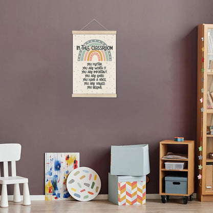DOI-LANEE Classroom Sign Positive Affirmations Posters Hanger Frame, Boho Rainbow Classroom Decor 16x12 Inch, Motivational Wall Art, Inspirational Wall Decor, Educational Poster